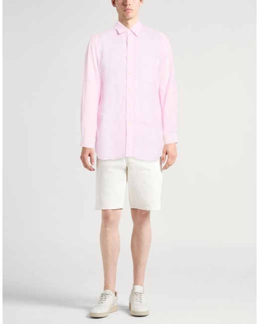 120% Lino Pink Shirt Linen for men