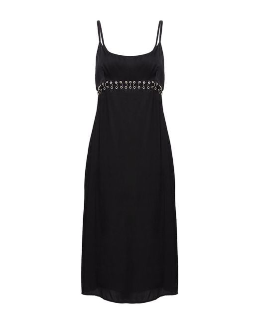 Pinko Black Midi Dress Cupro, Brass