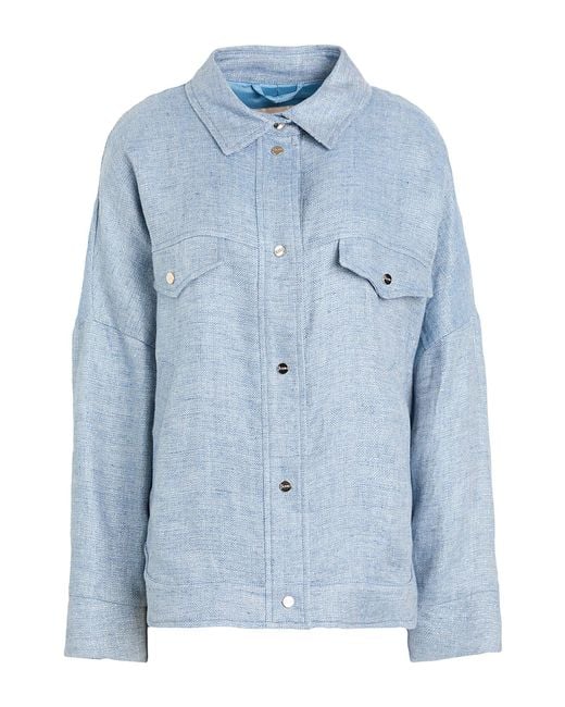 Herno Blue Sky Jacket Linen, Metallic Fiber, Polyamide