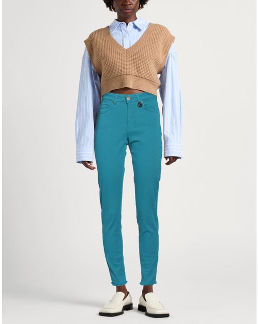 Gaelle Paris Blue Pants Cotton, Elastane