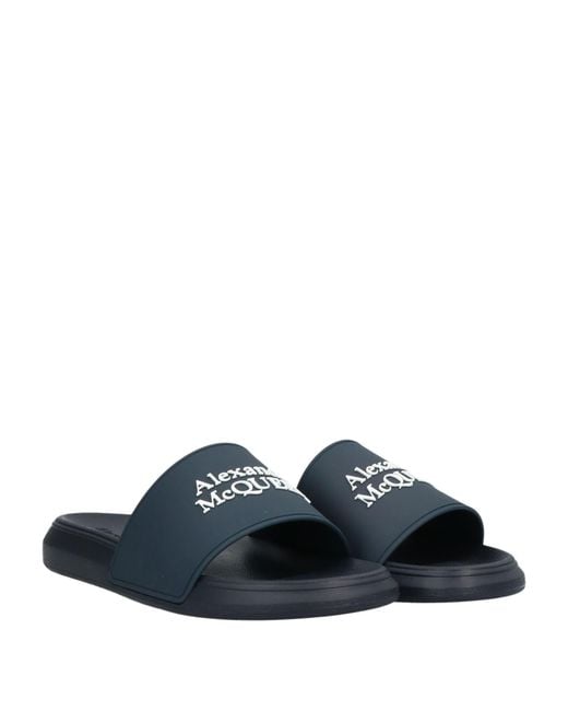 McQueen Blue Logo Embossed Slides