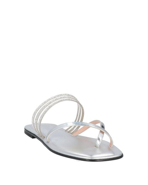 Pollini White Thong Sandal Polyurethane, Pvc