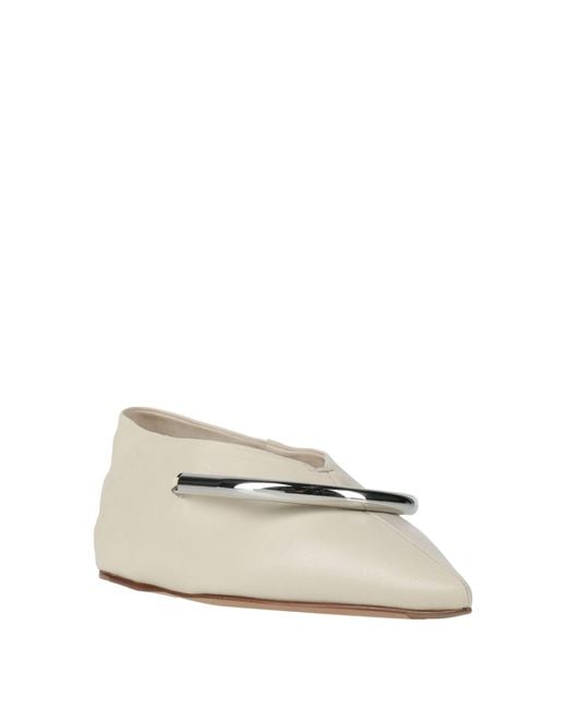 Jil Sander White Ivory Ballet Flats Leather