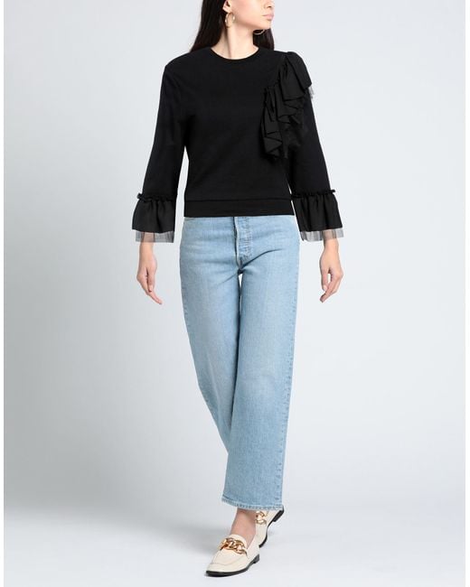 Gina Gorgeous Black Sweatshirt Cotton, Polyester