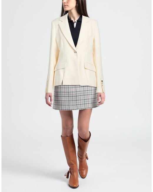 SIMONA CORSELLINI Natural Blazer Viscose, Polyester, Elastane