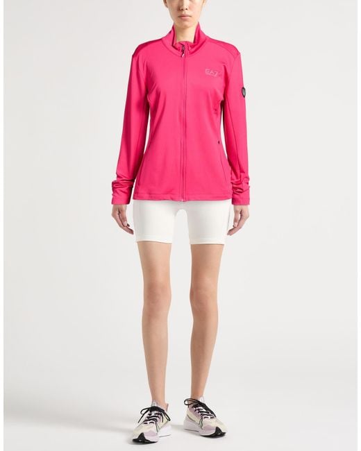 EA7 Pink Sweatshirt Polyester, Elastane