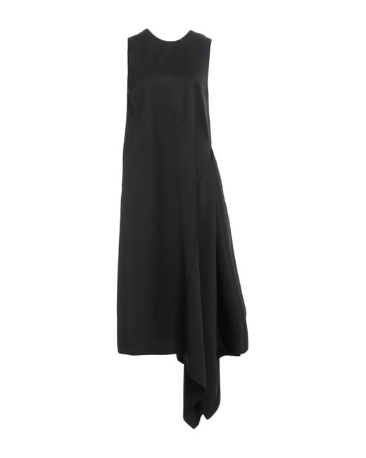 Uma Wang Black Midi Dress Viscose, Cotton