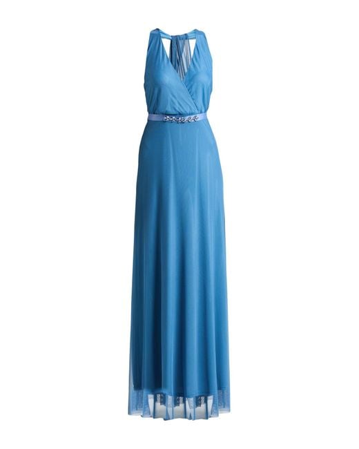 Rinascimento Blue Slate Maxi Dress Polyester, Elastane