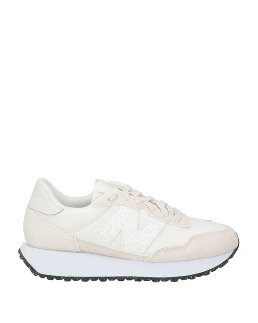 New Balance White Sneakers Textile Fibers, Leather