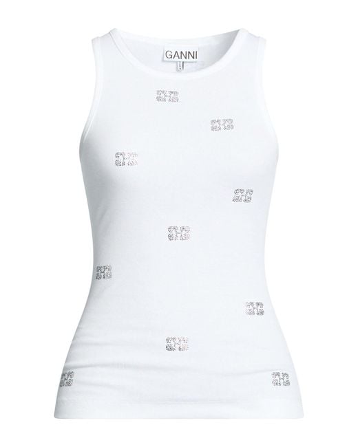 Ganni White Tank Top Organic Cotton, Elastane