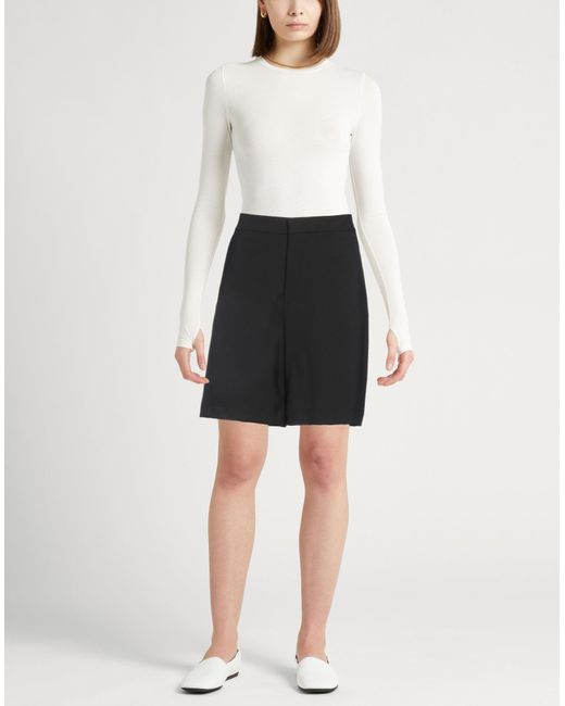 Roberto Collina Black Shorts & Bermuda Shorts Wool, Elastane