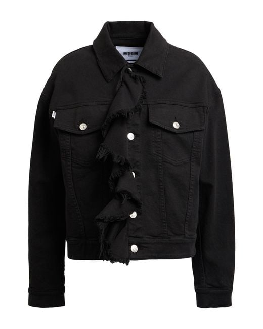 MSGM Black Denim Outerwear Cotton, Elastane