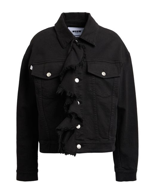 MSGM Black Denim Outerwear Cotton, Elastane