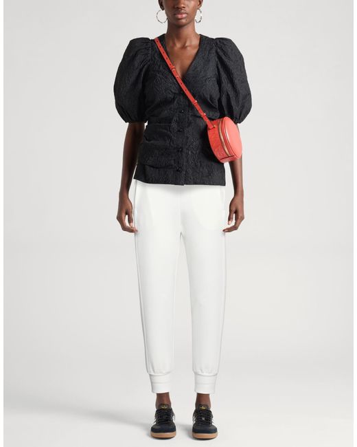Carla G White Pants Polyester, Elastane