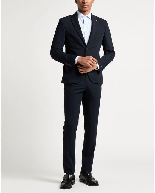 Manuel Ritz Blue Midnight Suit Polyester, Viscose, Elastane for men