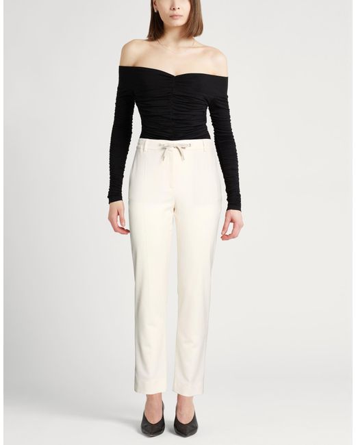 Eleventy White Ivory Pants Wool, Elastane