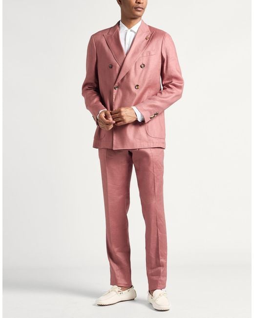Lardini Pink Suit Linen, Viscose, Elastane for men