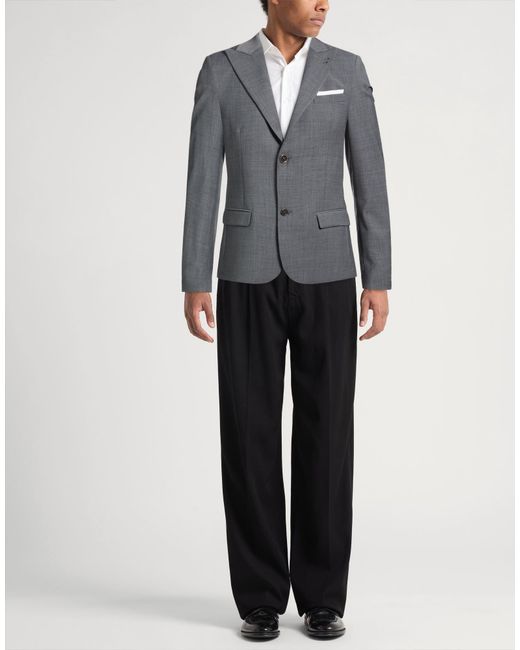 Daniele Alessandrini Gray Blazer Polyester, Wool, Elastane for men