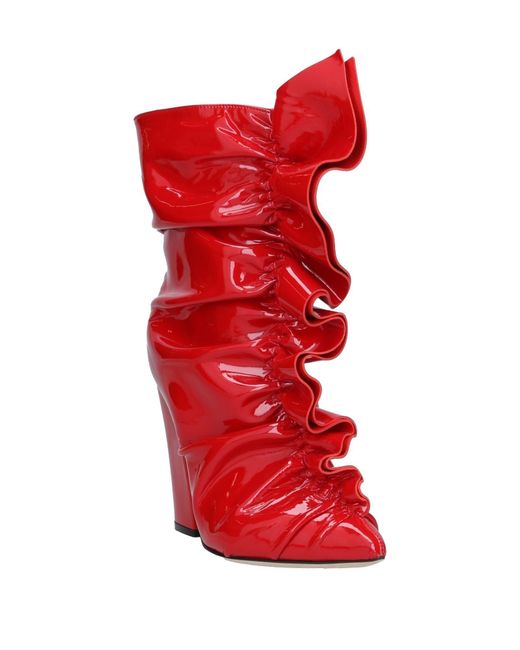 Sergio Rossi Red Ankle Boots