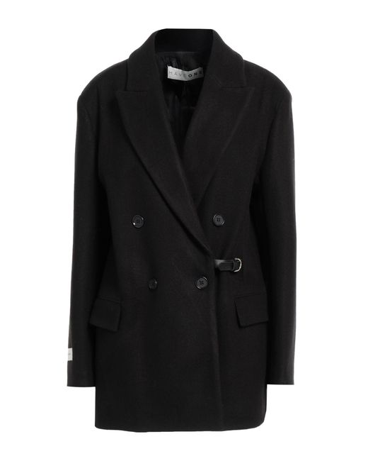 Haveone Black Blazer Polyester, Wool