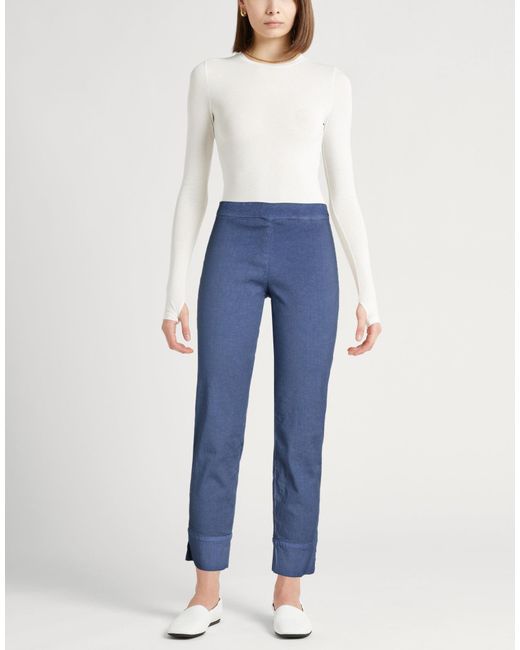120% Lino Blue Pants Linen, Cotton, Elastane