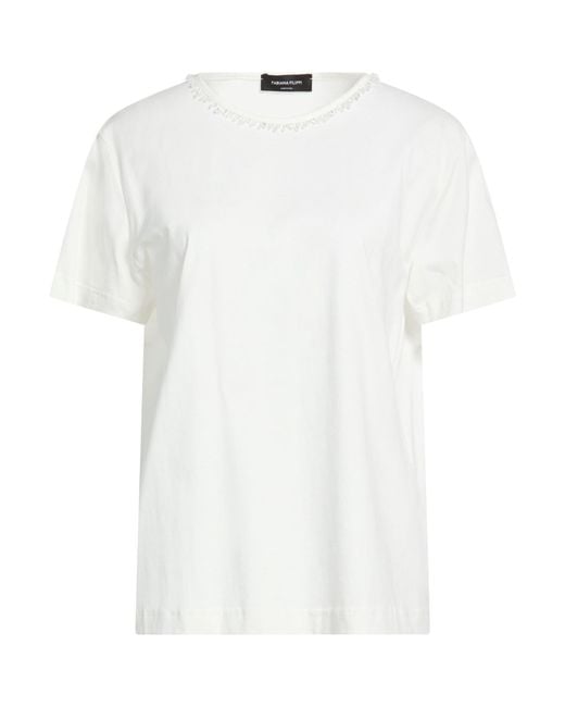 Fabiana Filippi White T-Shirt Cotton, Silk, Polyester, Glass, Acrylic