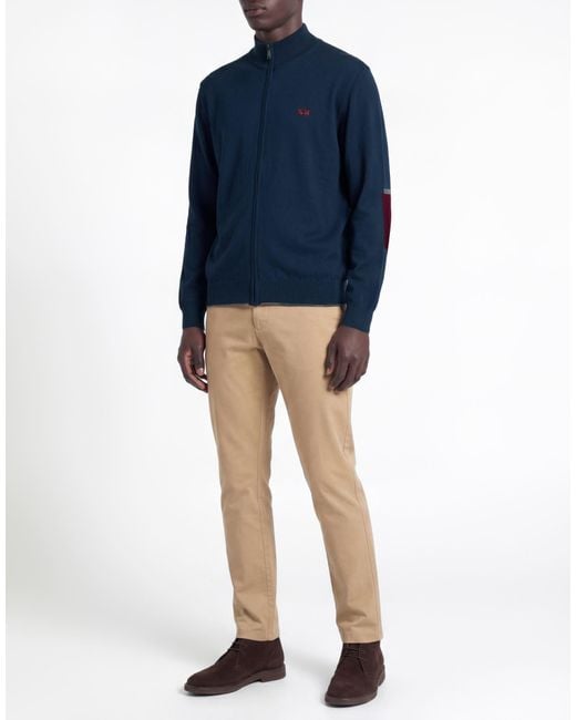 La Martina Blue Cardigan Cotton, Wool for men