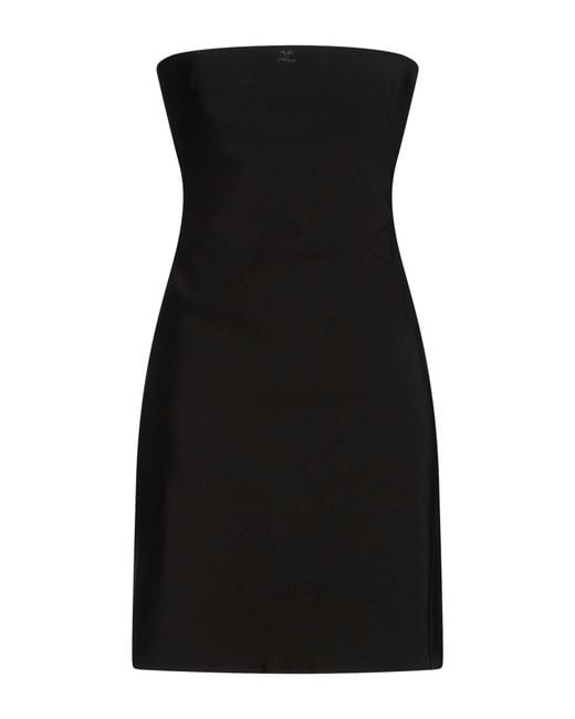 Courreges Black Mini Dress Viscose, Polyamide, Elastane