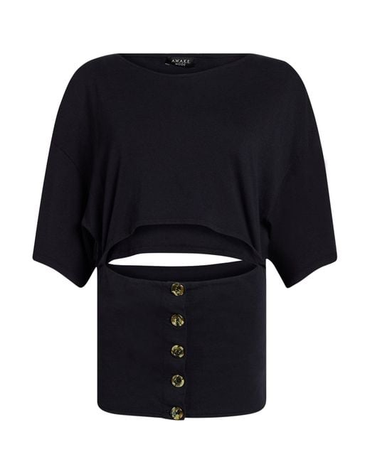 A.W.A.K.E. MODE Black Top Organic Cotton