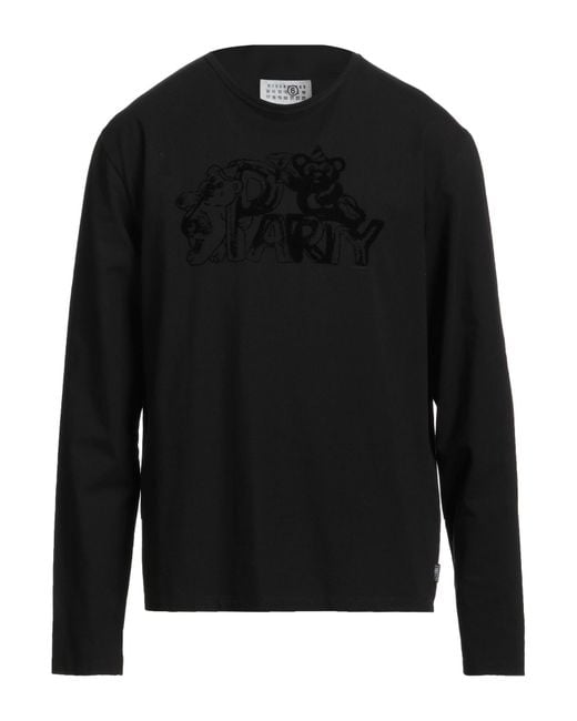 MM6 by Maison Martin Margiela Black T-Shirt Cotton, Elastane for men