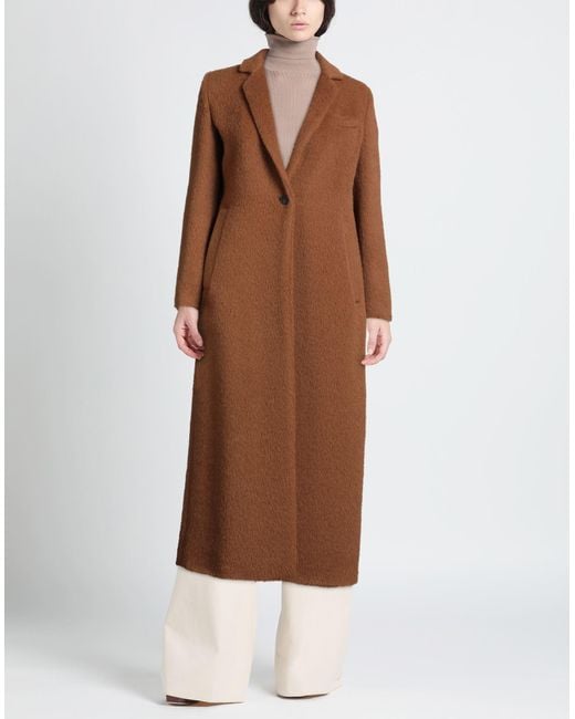 ANNIE PARIS Brown Camel Coat Alpaca Wool, Virgin Wool
