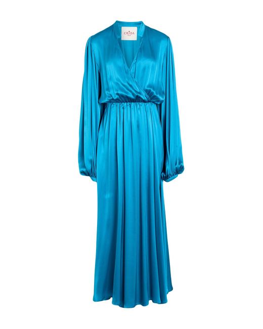 Crida Milano Blue Maxi Dress Silk