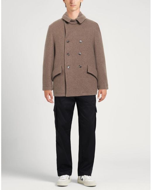 Closed Brown Sand Coat Recycled Wool, Nylon for men