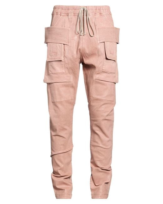 Rick Owens Pink Antique Rose Jeans Cotton, Polyester, Rubber for men