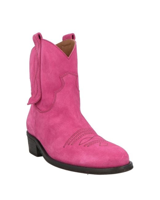 Via Roma 15 Pink Fuchsia Ankle Boots Leather