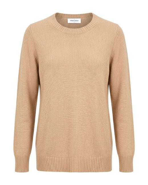 Gran Sasso Natural Per Mocerino 1949 Sand Sweater Virgin Wool, Viscose, Cashmere