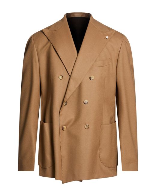 Luigi Bianchi Brown Camel Blazer Virgin Wool for men