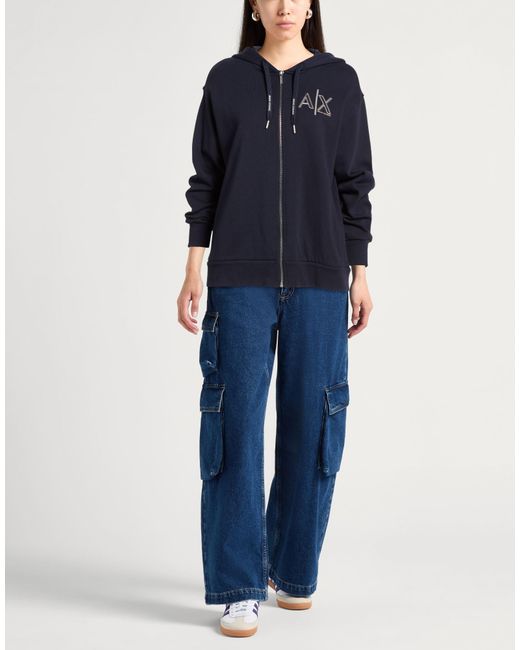 ARMANI EXCHANGE Blue Sweatshirt Cotton, Polyester, Elastane
