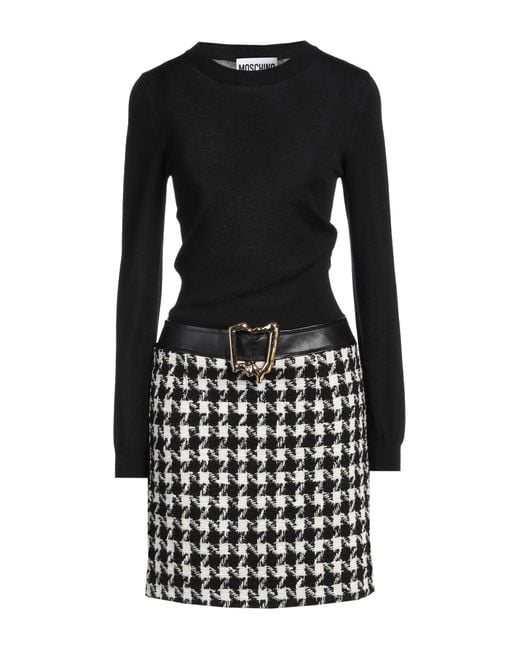 Moschino Black Couture Mini Dress Virgin Wool, Cotton, Polyamide, Polyester, Polyurethane Coated