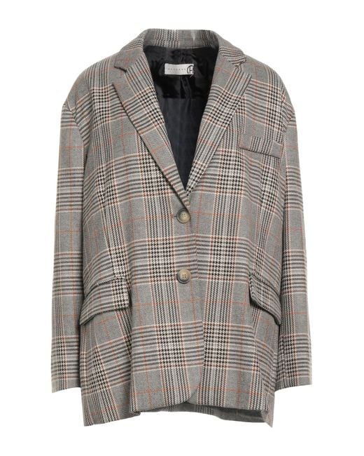 Haveone Gray Camel Blazer Polyester, Viscose, Elastane