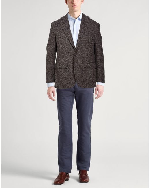 Caruso Black Taupe Blazer Wool, Silk for men
