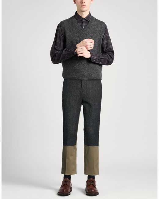 Brian Dales Gray Military Pants Cotton, Elastane for men