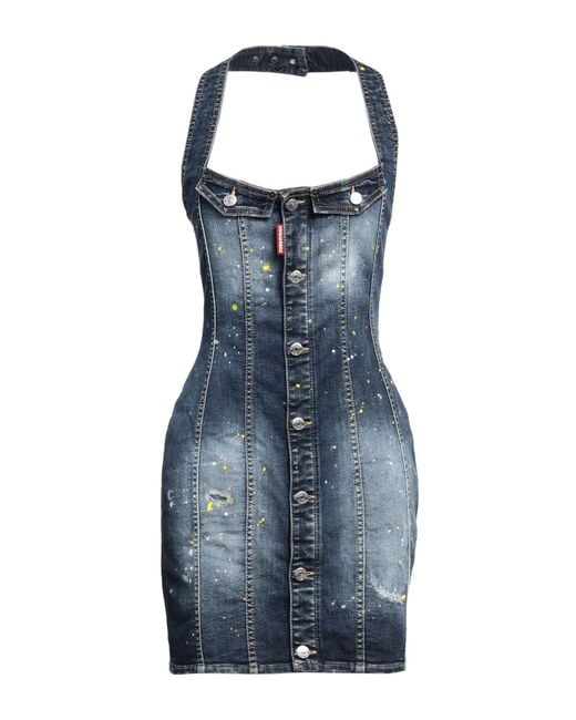 DSquared² Blue Mini Dress Cotton, Elastane, Polyester