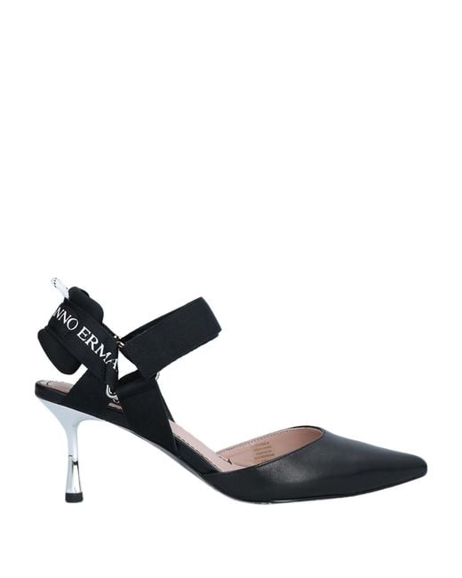 ERMANNO FIRENZE Black Pumps Soft Leather, Textile Fibers