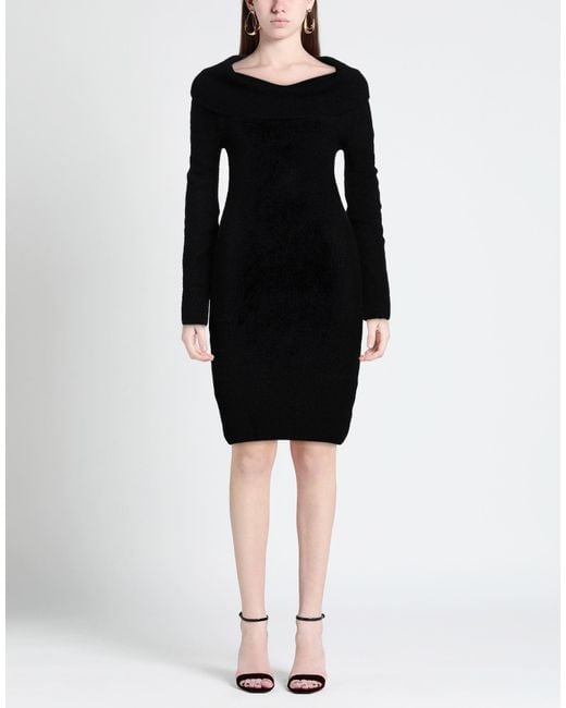 Dondup Black Midi Dress Polyamide, Alpaca Wool, Wool