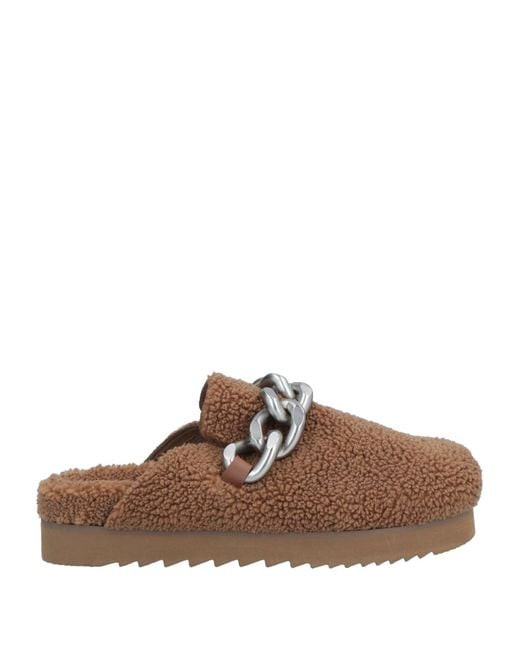Ash Brown Camel Mules & Clogs Textile Fibers