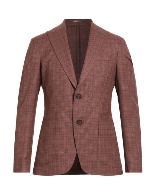 Pal Zileri Brown Blazer Polyester, Viscose, Linen for men