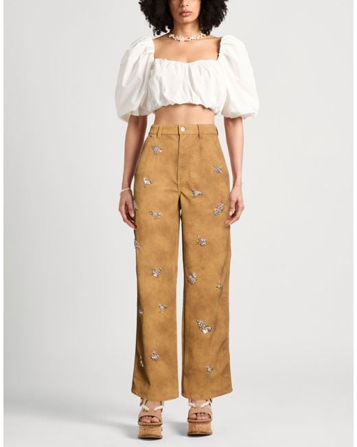 DES_PHEMMES Natural Pants Polyurethane