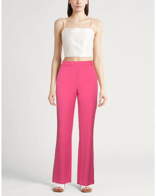 Anna Molinari Pink Fuchsia Pants Polyester, Elastane