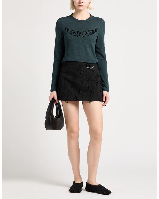 Ganni Black Mini Skirt Organic Cotton, Polyester, Recycled Polyester